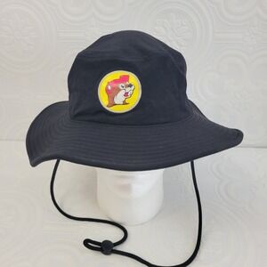Buc-ees Black Bucket Hat Brim Hat Golf Tilley Sun Fishing Cap Strap